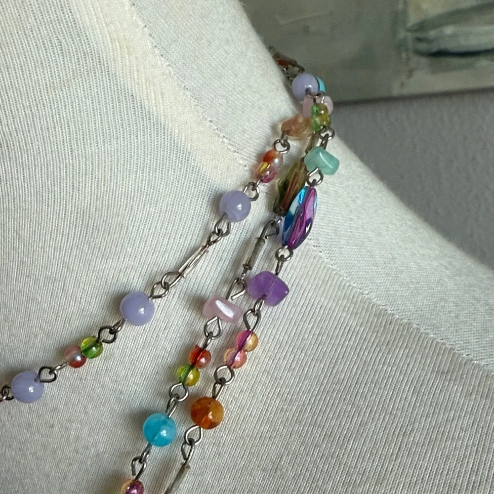 Vintage Colorful Beaded Multi-Strand Necklace - Picture 3 of 4